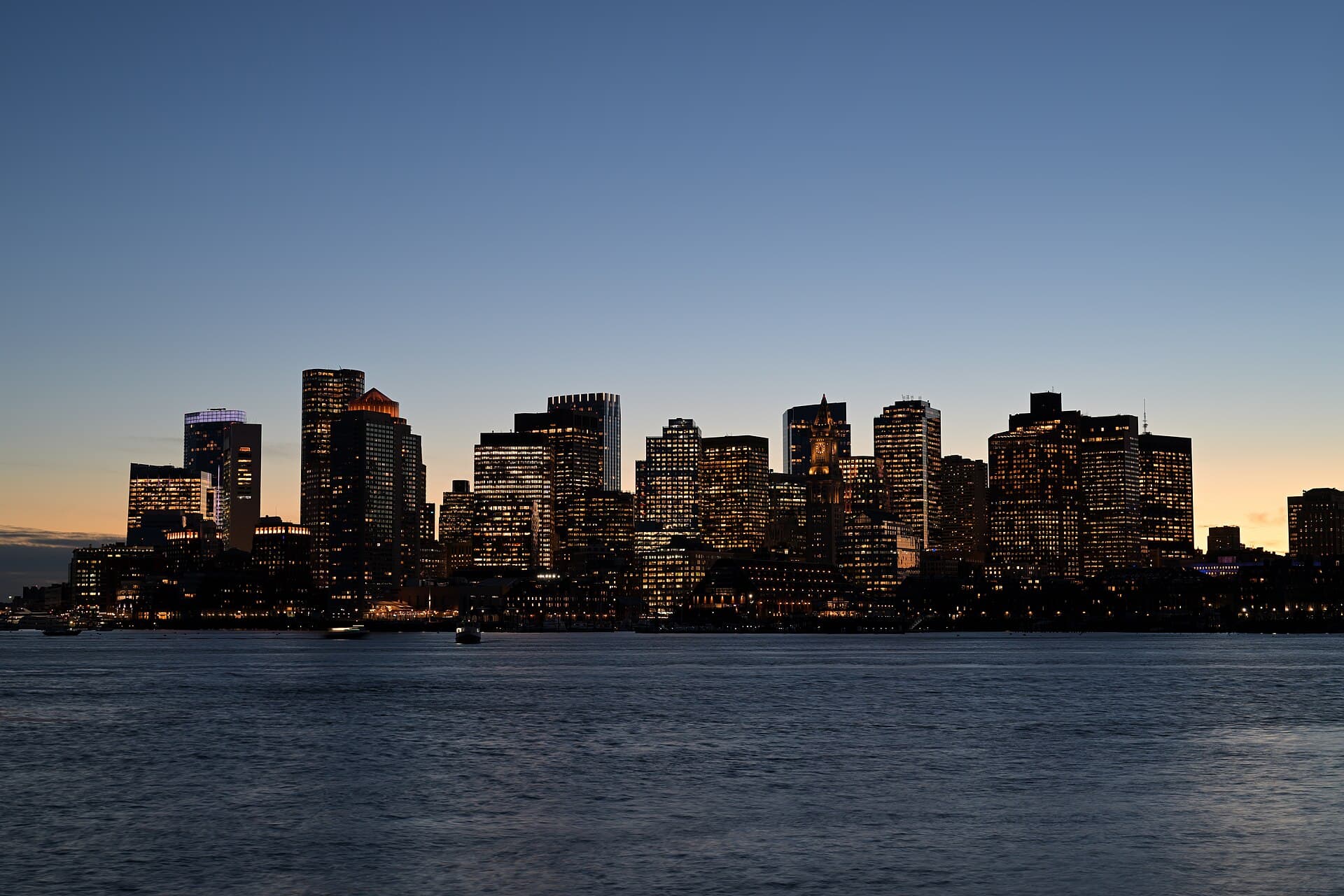 Boston skyline at dusk